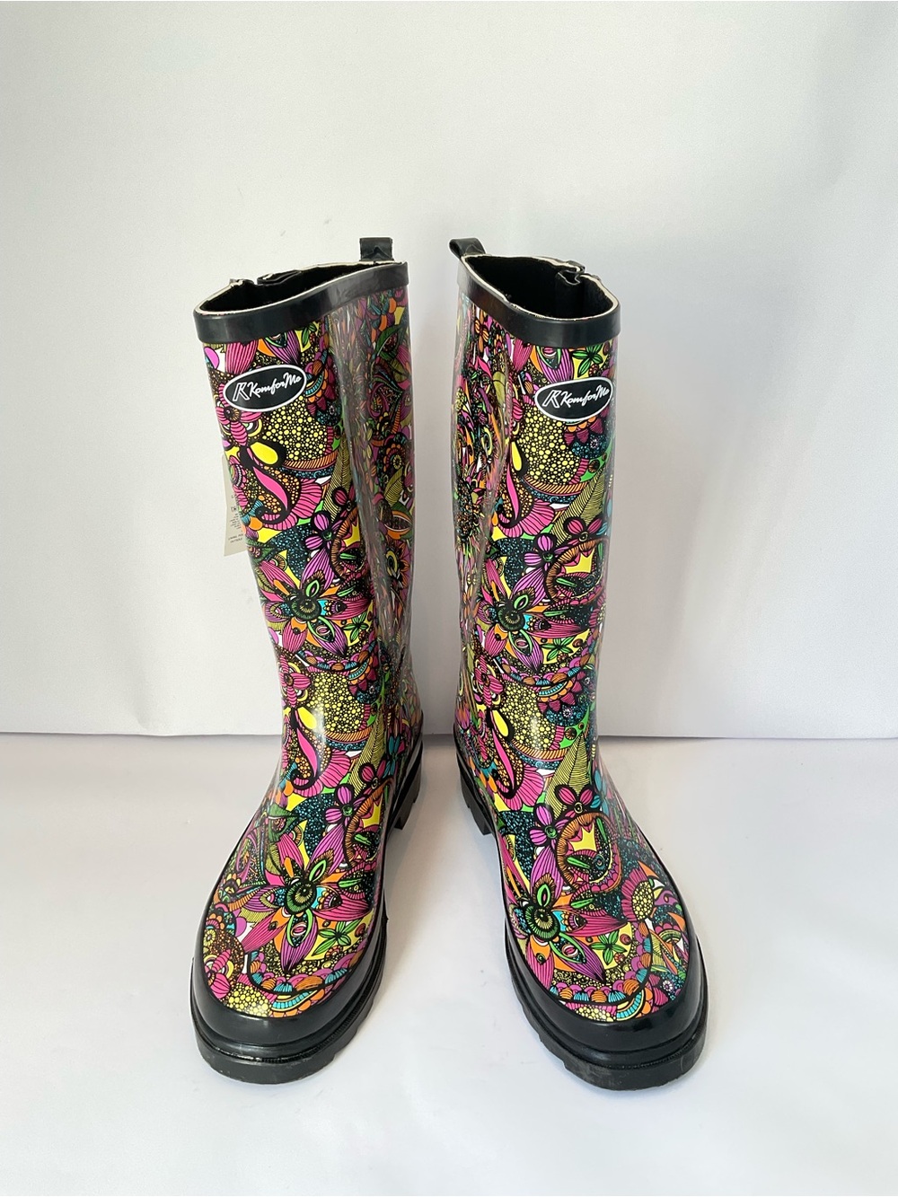 K KomforMe Colorful Floral Rain Boots